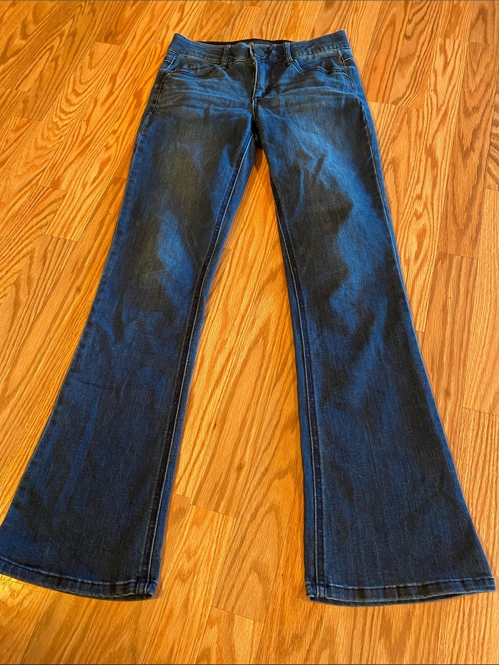 Democracy Dark Blue Flare Jeans with Stretch Size 4 (6) Mid-Rise Denim Sleek